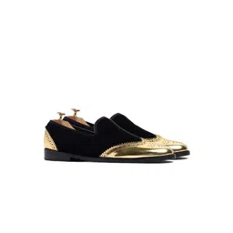 GRIFFIN Men Black & Gold Leather Brogues-picture-27