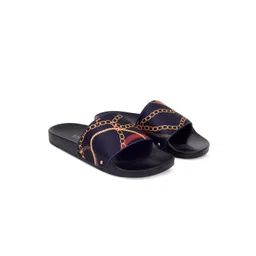 GRIFFIN Men Navy Blue & Black Embellished Rubber Thong Flip-Flops-picture-31