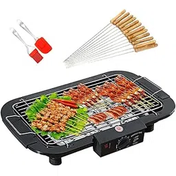GrillHaven 2000W Electric BBQ Grill – Smokeless Indoor & Outdoor Tandoori Maker | Chrome Steel Barbecue Stove for Grilling, Roasting & Sizzling (Black)-image-10