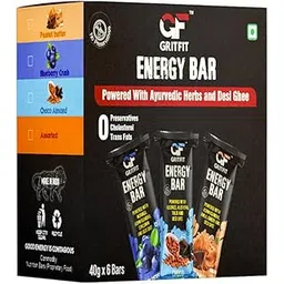 GRITFIT Superfood Energy Bar Variety Pack, 240g (6 x 40g), Blueberry Crush, Peanut Butter, Choco Almond, No Preservatives, 100% Veg-picture-31