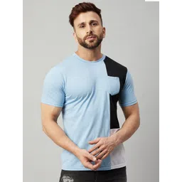 GRITSTONES Men Blue & Black Colourblocked T-shirt-picture-30