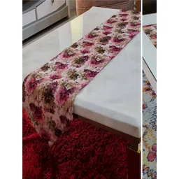 GROKI Brown 2 Pcs Floral Printed Durable Dining & Centre Table Runner-picture-13