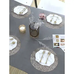 GROKI Gold toned 2 Pieces Textured Waterproof Table Placemats-picture-15