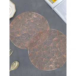 GROKI Rose Gold 2 Pieces Textured Round Waterproof Table Placemats-picture-39