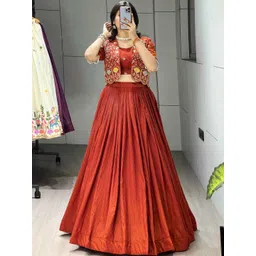 GROOTINN Embroidered Thread Work Ready to Wear Lehenga &-picture-27