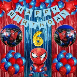groovy dudz 6th Spiderman Theme Birthday Decoration Items Kit for Boys-picture-24