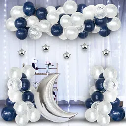 groovy dudz Happy Birthday Decoration Items, White&Blue Balloons-picture-1