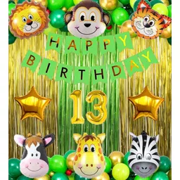 groovy dudz Solid 13th Birthday with Jungle Theme Birthday Decoration Items Balloon-picture-7