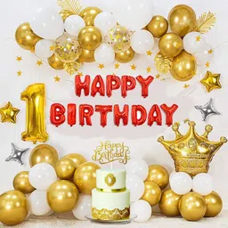 groovy dudz Solid 1st Birthday Decoration For Baby Boy Or Girl , Balloons Combo 60 Pcs Balloon-picture-27