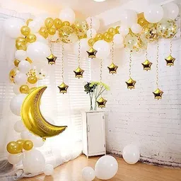 groovy dudz Solid Moon Star Foil with Metallic and Confetti Latex Balloons Set of 65 Pcs Balloon-picture-26