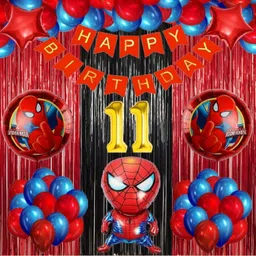 groovy dudz Spiderman Theme Foil Balloon Birthday Decoration 11th Birthday decoration-picture-25