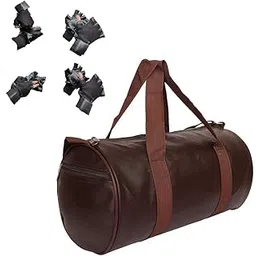 groupers PU Leather Gym Duffel Bag | Shoulder Gym Bag | Sports and Travel Bag (Brown)-picture-46