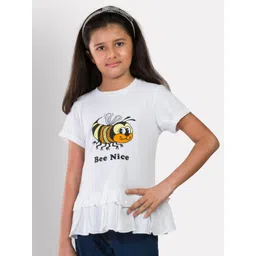 Growing Tree Girls White Printed Pure Cotton Peplum Top-picture-53