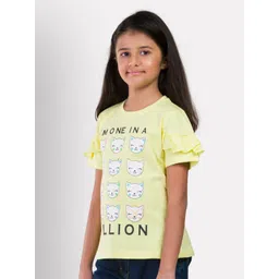 Growing Tree Girls Yellow Printed Ruffled Top image 3