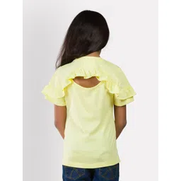 Growing Tree Girls Yellow Printed Ruffled Top image 5
