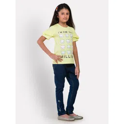 Growing Tree Girls Yellow Printed Ruffled Top image 4