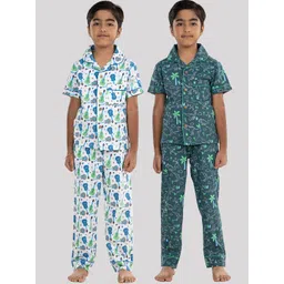 Growing Tree Kids Pack Of 2 Conversational Printed Pure Cotton Night Suit-picture-55