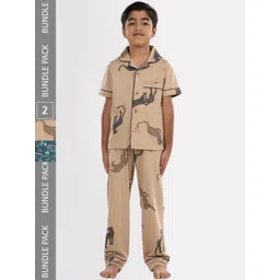 Growing Tree Kids Pack Of 2 Conversational Printed Pure Cotton Night Suit-picture-27