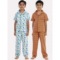 Growing Tree Kids Pack Of 2 Conversational Printed Pure Cotton Night Suit-picture-26