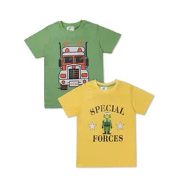 Growing Tree Kids Pack of 2 Green & Yellow Printed T-shirts-picture-38