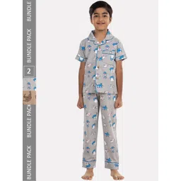 Growing Tree Kids Pack Of 2 Printed Pure Cotton Night Suit-picture-24