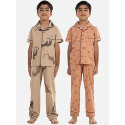 Growing Tree Kids Pack Of 2 Printed Pure Cotton Night suits-picture-18