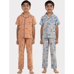 Growing Tree Kids Pack Of 2 Printed Pure Cotton Night suits-picture-19