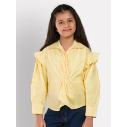 Growing Tree Yellow Twisted Pure Cotton Shirt Style Top-picture-27