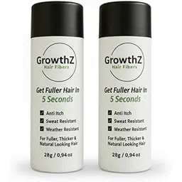 GrowthZ Professional Hair Thickening Fibers - Natural Keratin Fiber Powder to Conceal Hair Loss | Weather-Resistant, Anti-Itch Formula for Men & Women (56g - Pack of 2) - Black-picture-50