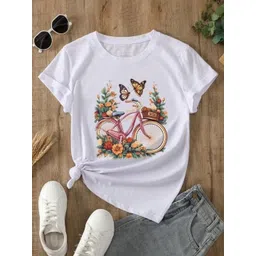 GRX Women Graphic Printed Round Neck Cotton T-shirt image 1