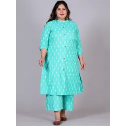 Gs Fashions Plus Size Printed Mandarin Collar Pure Cotton Tunic With Palazzo-picture-39