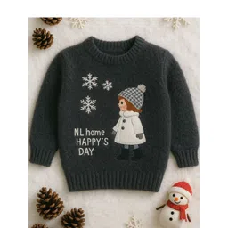 GTWO Kids-Unisex Black Wool Embroidered Sweater Vest Sweaters-picture-23