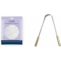 GUBB Hypoallergenic 100% Cotton Balls For Face Cleansing & Makeup Removal - Deeply Cleanses & Removes Dirt Gently | Safe for Sensitive Skin, White - 100 PCs G+ Tongue Cleaner For Adults & Kids-picture-36