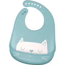 guchigu Baby Silicon Bib with Pocket Waterproof Adjustable Feeding Bibs Ideal for weaning Babies (Turquoise Blue, 1Pc)-picture-10