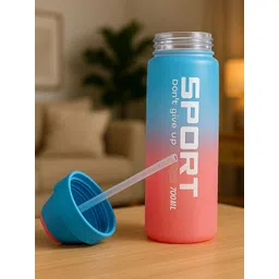 GUCHIGU Kids Blue & Pink Sipper Water Bottle With Straw 700 ml-picture-15