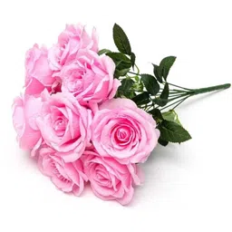 gudiyaent Artificial Flower Pink Rose (5 Head) Bunch Pink Rose Artificial Flower-picture-17