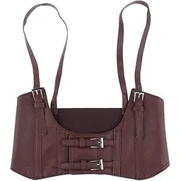 GUDMART Body Punk Leather Waist Belt for Women Girls Steampunk Under Bust Corset Belt Skinny Adjustable Shoulder Strap Body Belt for Shirt Blouse Dress Party (Brown)-picture-51
