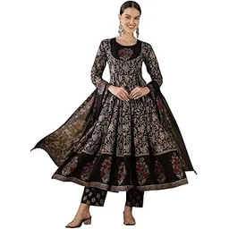 gudwear Women Floral Printed, Pure Cotton Kurta With Trousers & Dupatta-picture-13