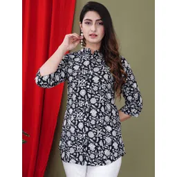 GUDWEARS Women Floral Printed Mandarin Collar Top-picture-15