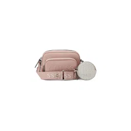 guess fashion Guess Mauve Solid Lya Mini Double Zip Sling Bag with Pouch (Set of 2)-picture-34