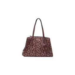 guess fashion Guess Merlot Red Multi Printed Nevine Satchel Bag with Pouch (Set of 2)-picture-35