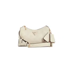 guess fashion Guess Off White Textured Shoulder Bag with Detachable Strap-picture-13