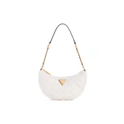 Guess Polyurethane White Quilted Women Gully Top Zip Shoulder Bag-image-1