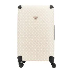 Guess Beige & White Wilder Logo Checked Luggage-picture-30