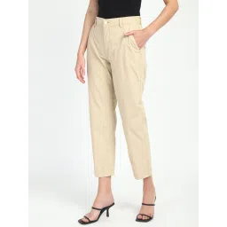 Guess Beige Cotton Solid Trousers image 3