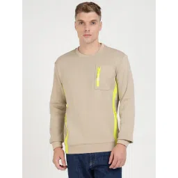 Guess Beige Regular Fit Solid Sweatshirt-picture-32