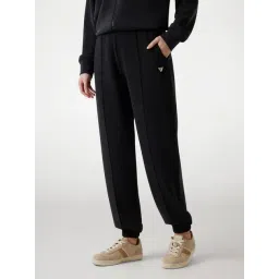 Guess Black Cotton Blend Solid Track Pants-picture-10