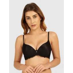 Guess Black Embroidered Half Coverage Under Wired Non Padded Push Up Bra-picture-20