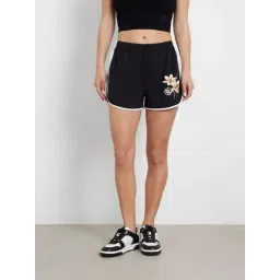 Guess Black Embroidered Relaxed Fit Zoey Dobby Piquet Shorts-picture-13