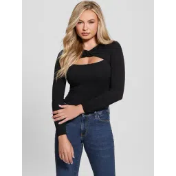 Guess Black Solid Full Sleeves Tops-picture-33